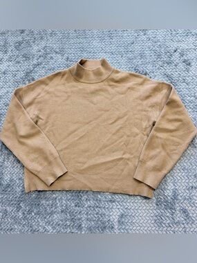 ROOLEE Camel Brown Mock Neck Oversized Knit Sweater Size Large